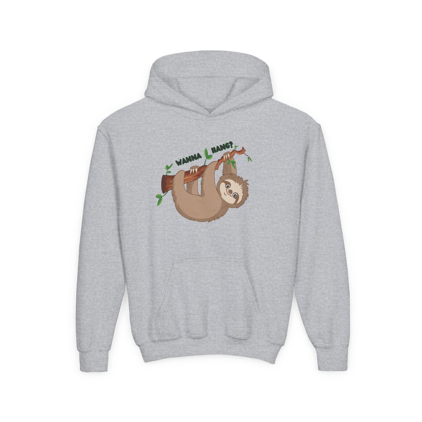Youth Heavy Blend Hooded Sweatshirt: Sloth - Wanna hang?