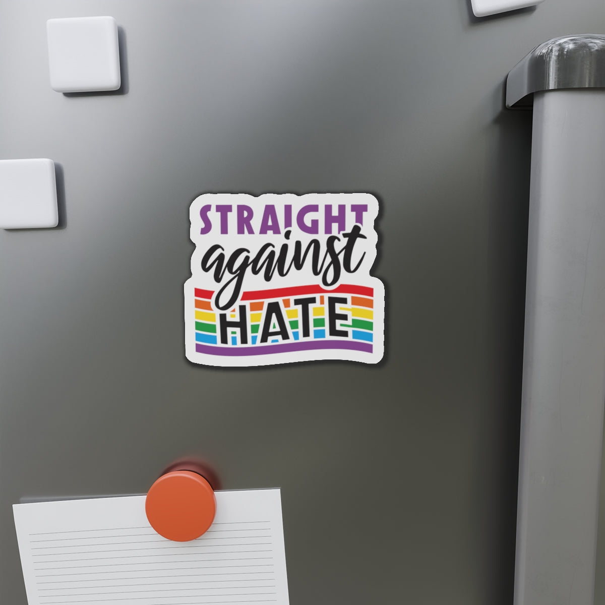Die-Cut Magnet: Straight Against Hate