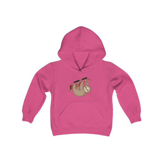 Youth Heavy Blend Hooded Sweatshirt: Sloth - Wanna hang?