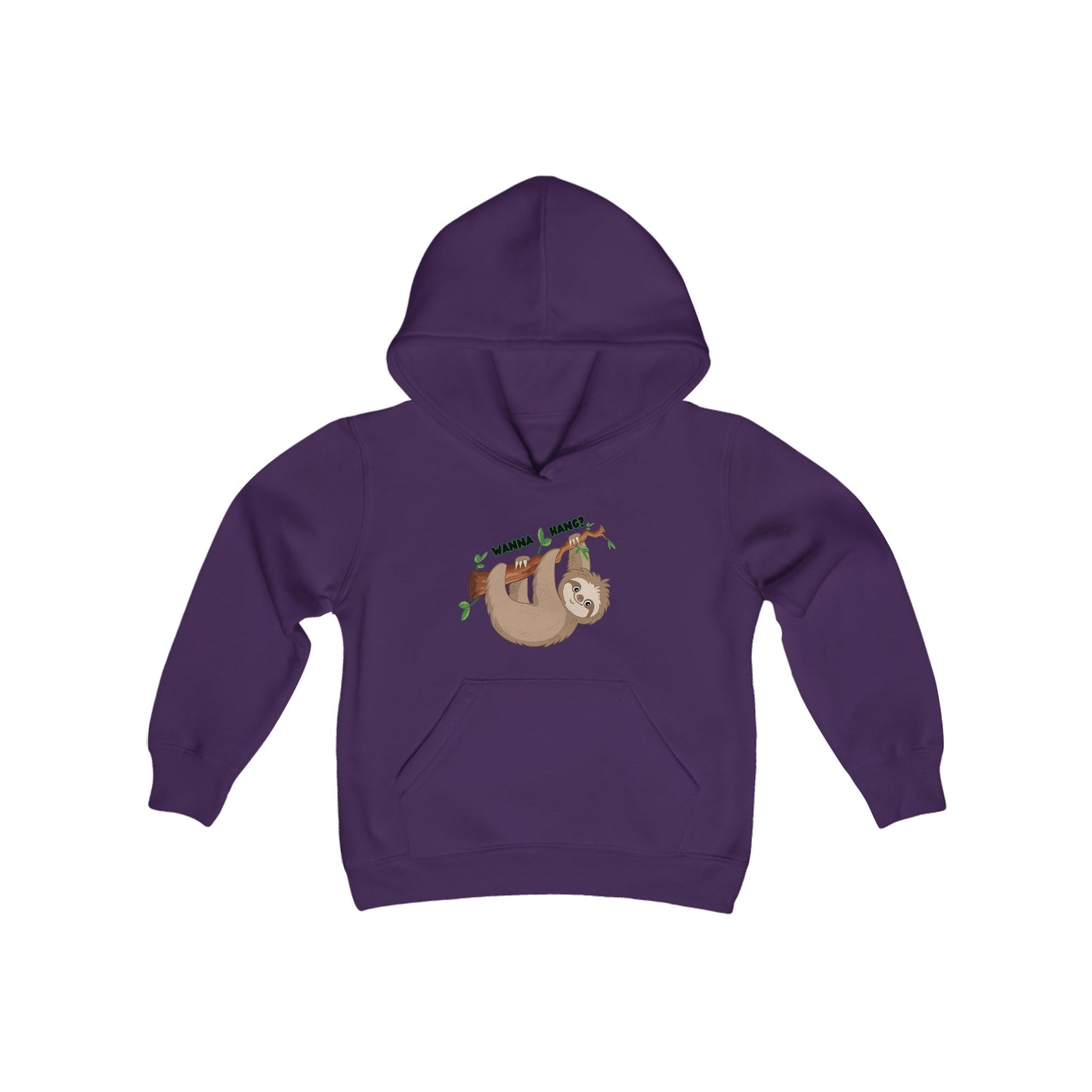 Youth Heavy Blend Hooded Sweatshirt: Sloth - Wanna hang?