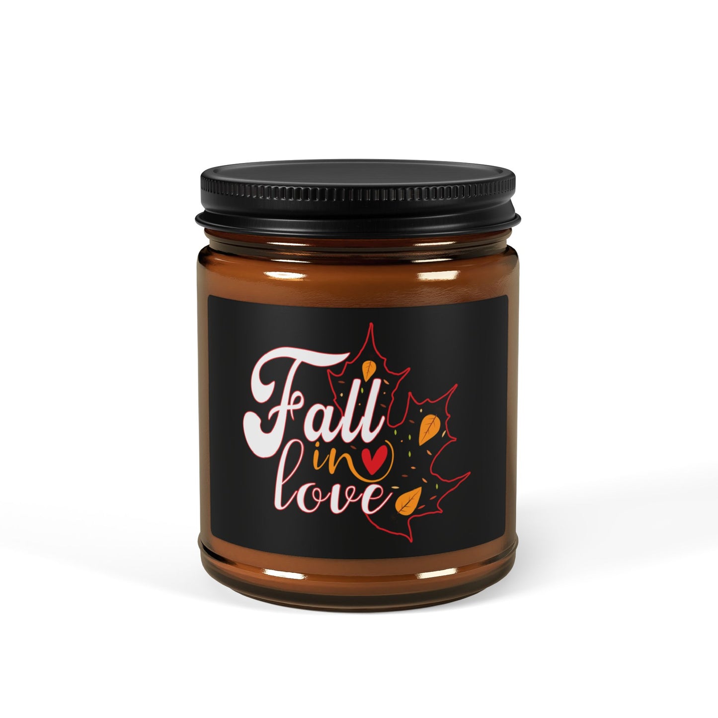 Scented Soy Candle (Multi-Size, Amber Jar): Fall in Love (black)