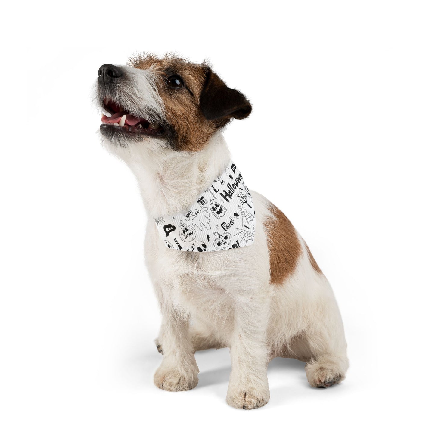 Pet Bandana Collar: B&W Halloween pattern