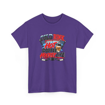 Hockey T-Shirt — Cold Rink, Hot Coffee, Hockey Life | Funny Hockey Parent Gift
