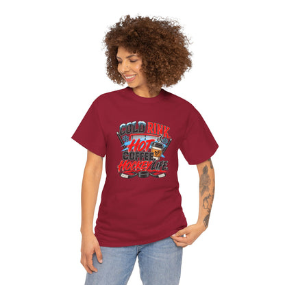 Hockey T-Shirt — Cold Rink, Hot Coffee, Hockey Life | Funny Hockey Parent Gift