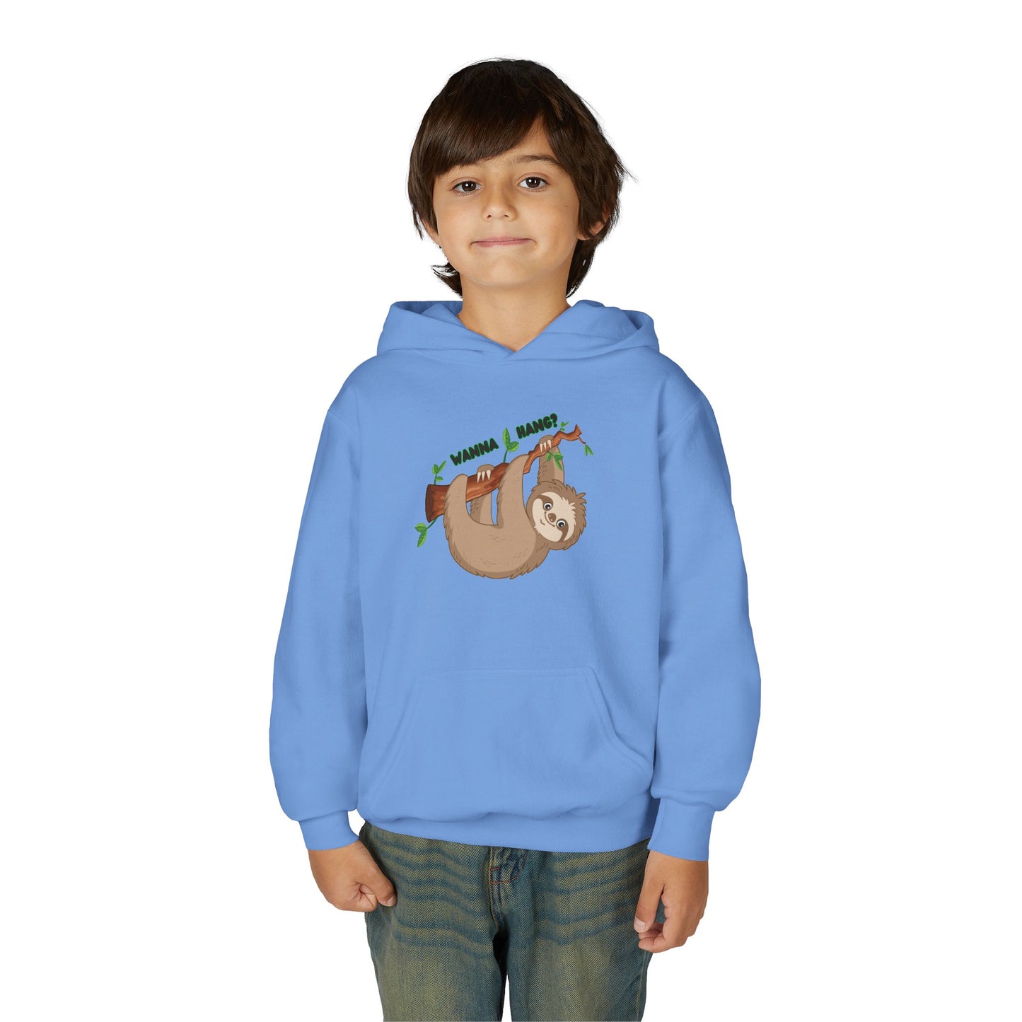 Youth Heavy Blend Hooded Sweatshirt: Sloth - Wanna hang?