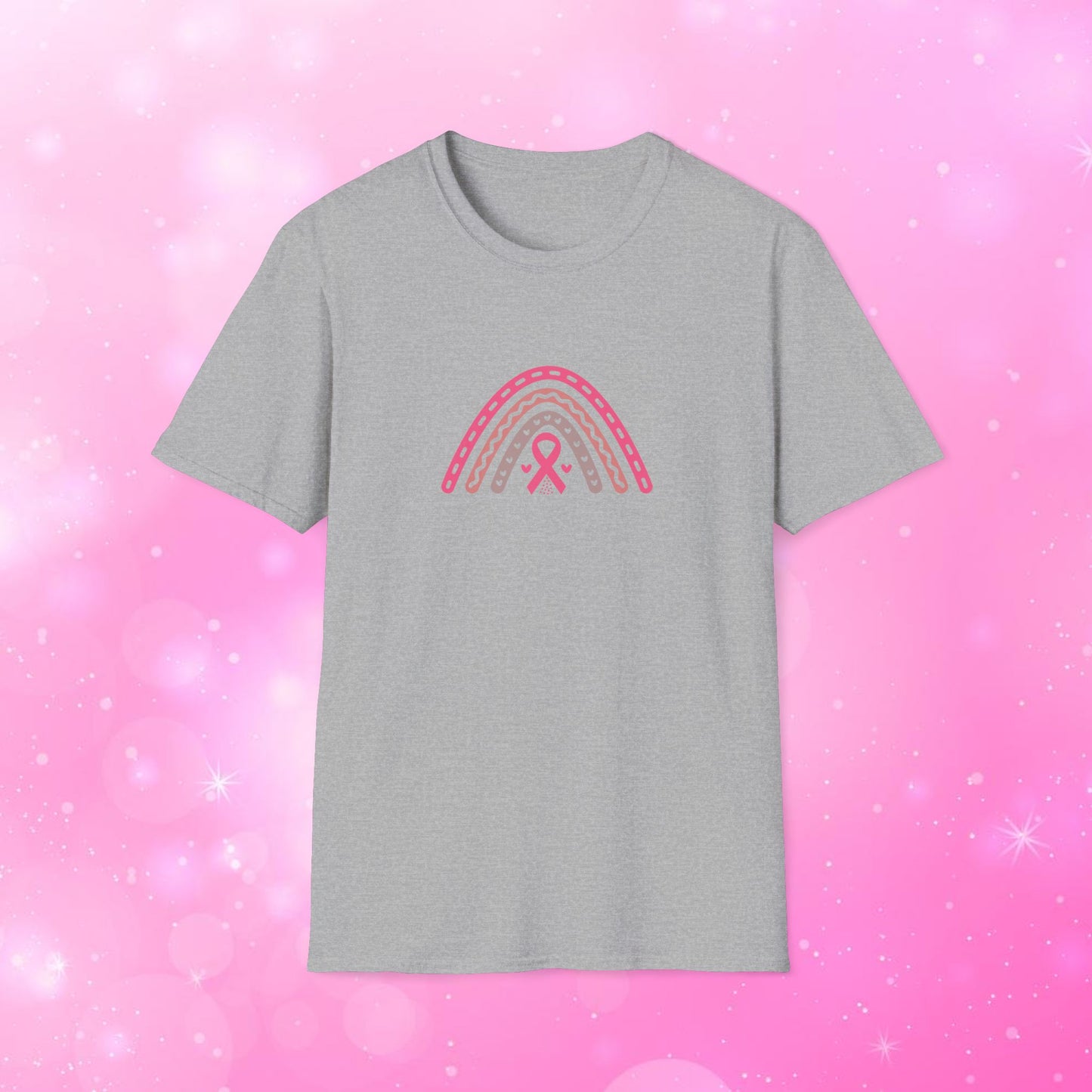 Unisex Short Sleeve T-Shirt – Breast Cancer Awareness Rainbow