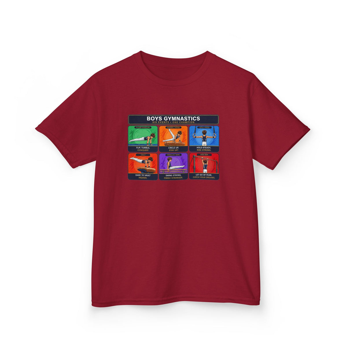 Boys Gymnastics T-Shirt | Six Events One Champion Shirt | Male Gymnast Gift