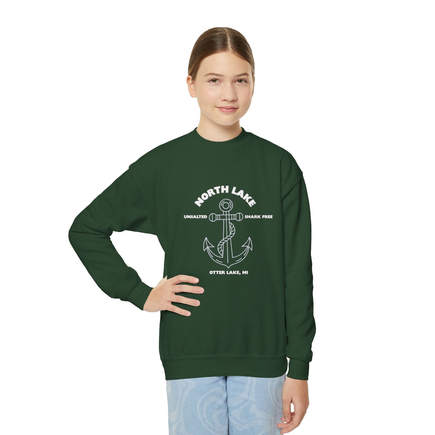 North Lake Youth Crewneck Sweatshirt - Anchor Graphic
