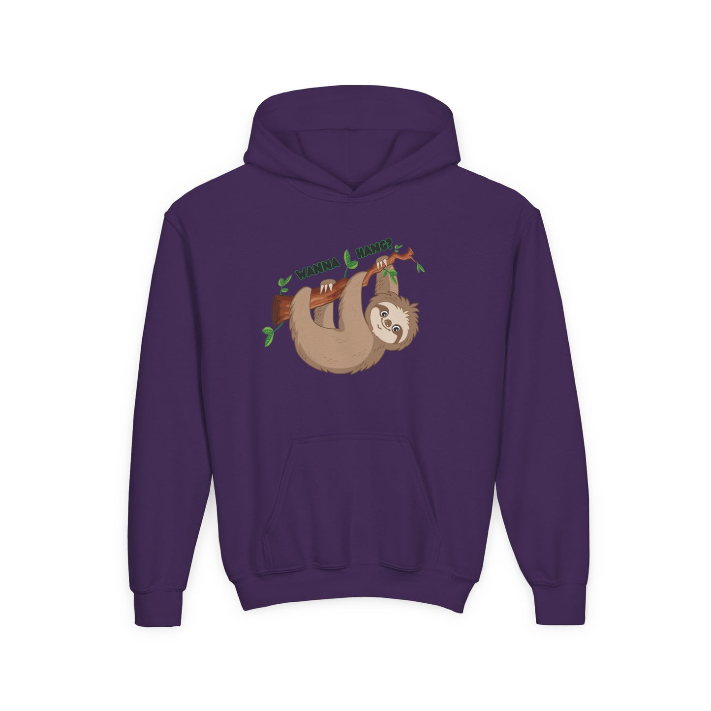 Youth Heavy Blend Hooded Sweatshirt: Sloth - Wanna hang?