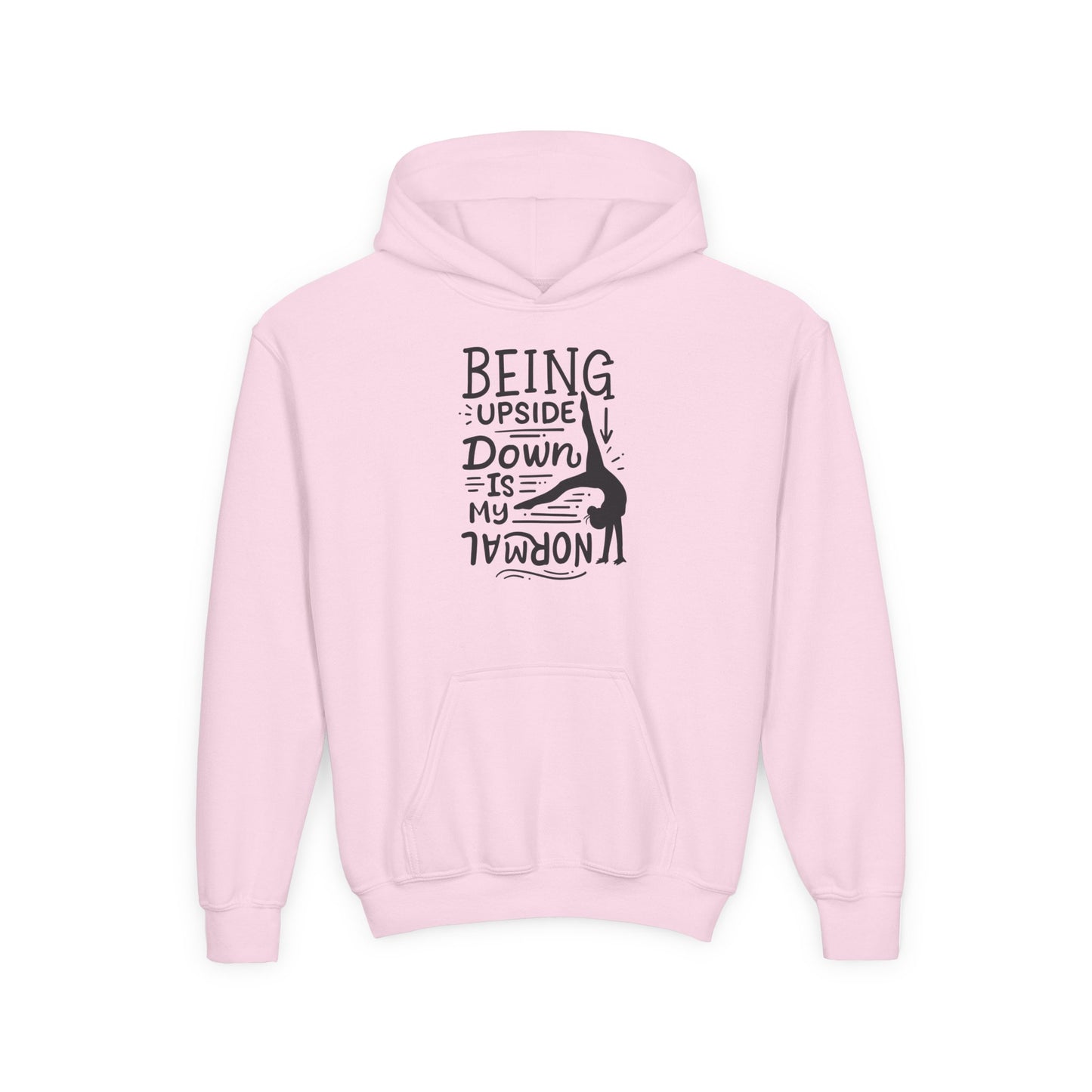 Youth Heavy Blend Hooded Sweatshirt: Gymnastics-Being upside down is my normal