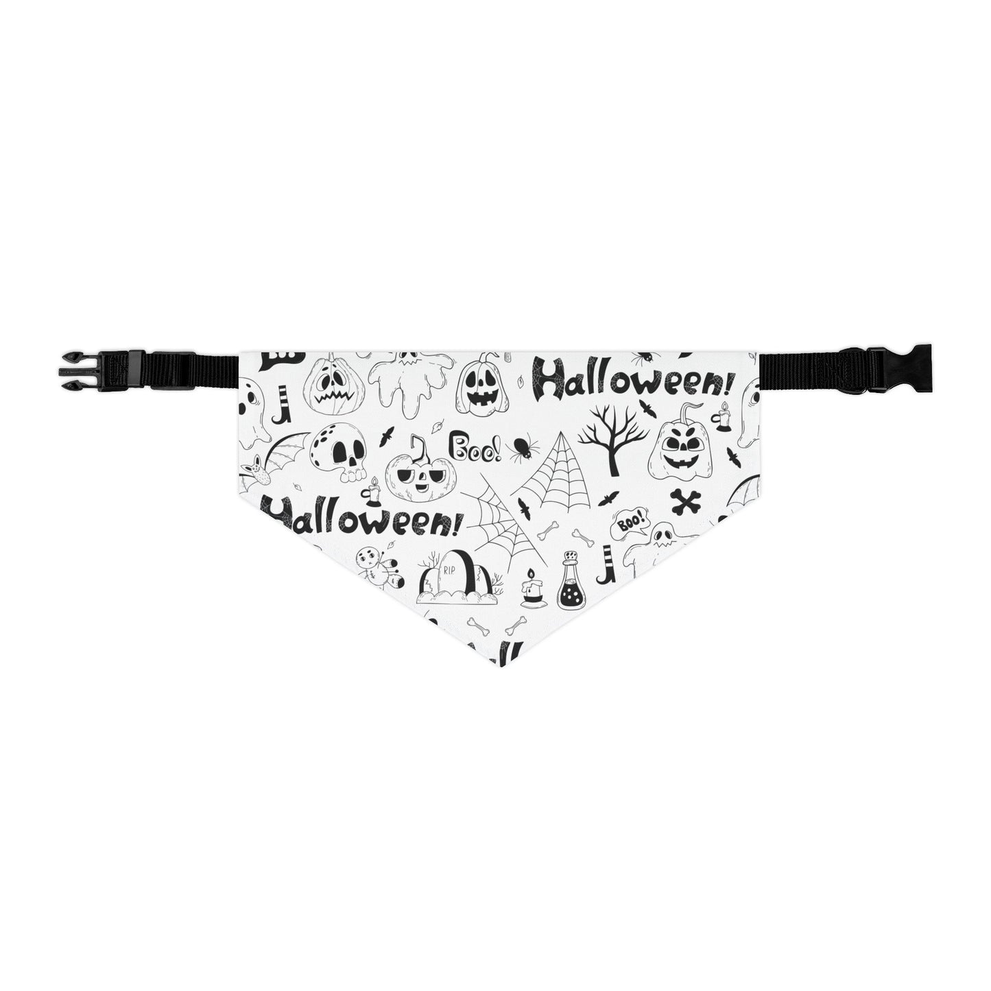 Pet Bandana Collar: B&W Halloween pattern