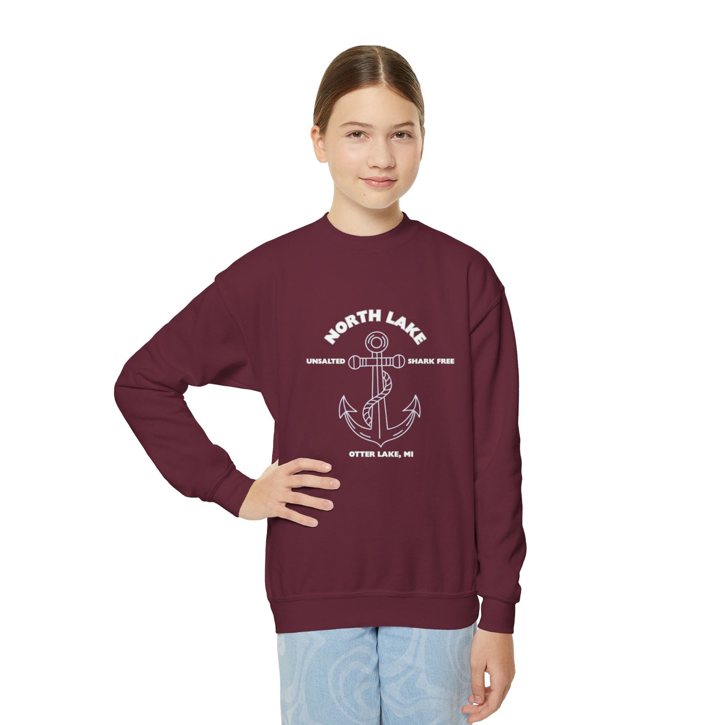 North Lake Youth Crewneck Sweatshirt - Anchor Graphic