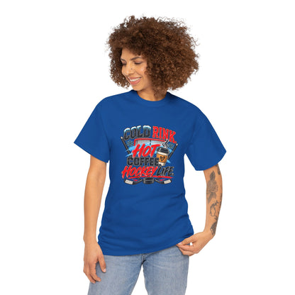 Hockey T-Shirt — Cold Rink, Hot Coffee, Hockey Life | Funny Hockey Parent Gift