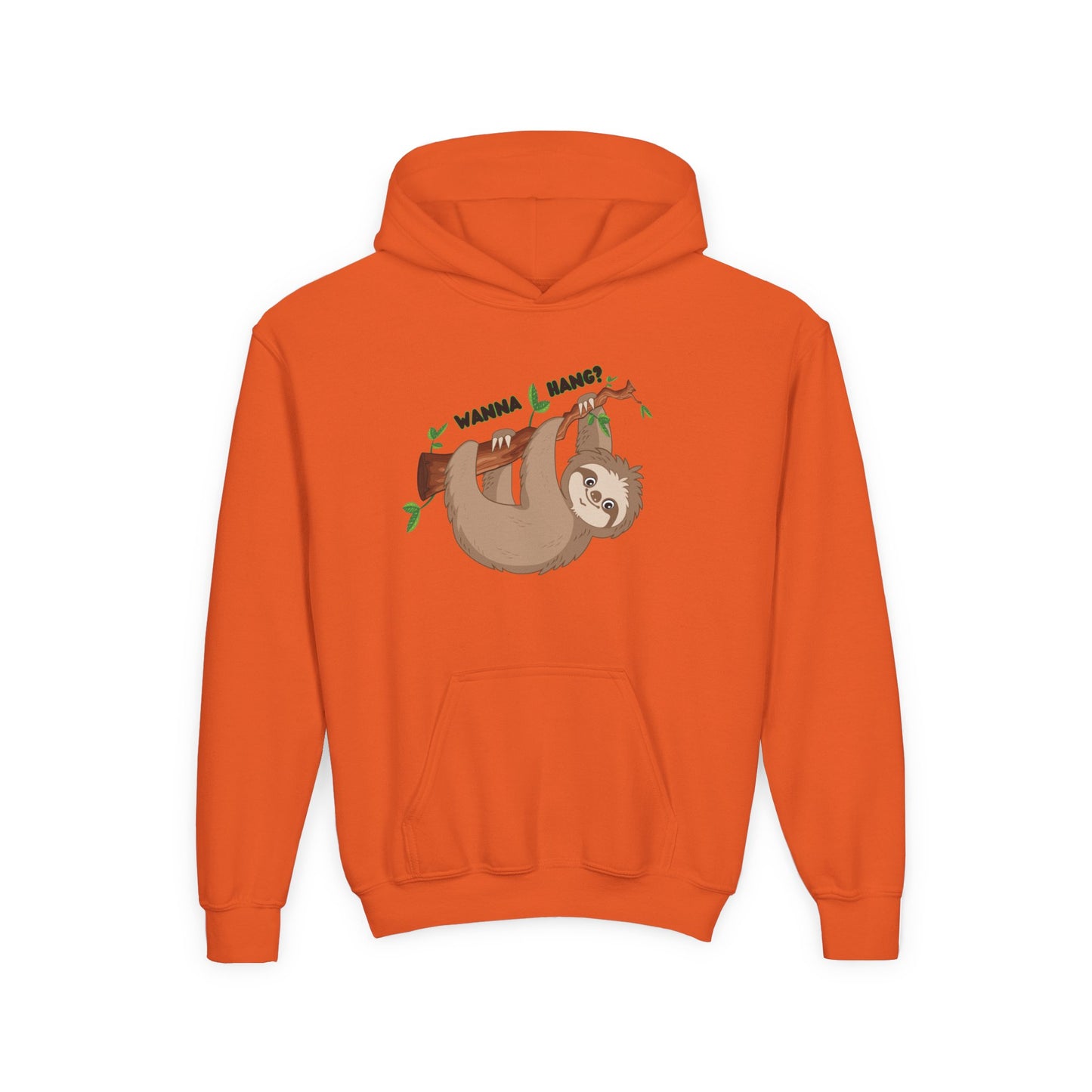 Youth Heavy Blend Hooded Sweatshirt: Sloth - Wanna hang?