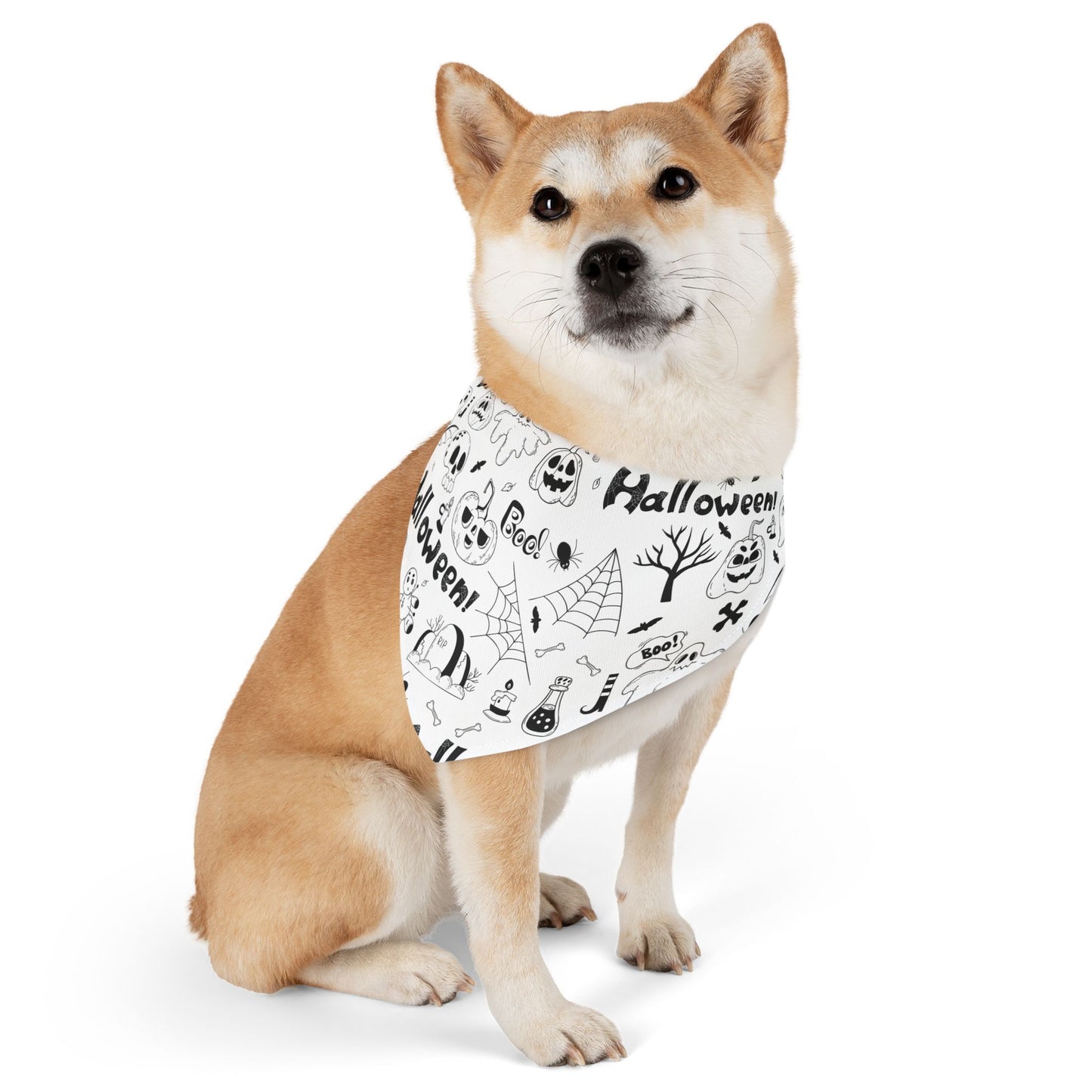 Pet Bandana Collar: B&W Halloween pattern