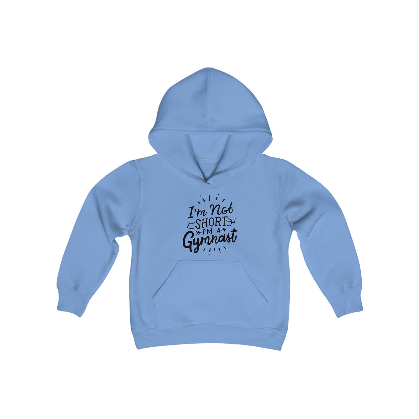 Youth Heavy Blend Hooded Sweatshirt: Gymnastics-I'm not short