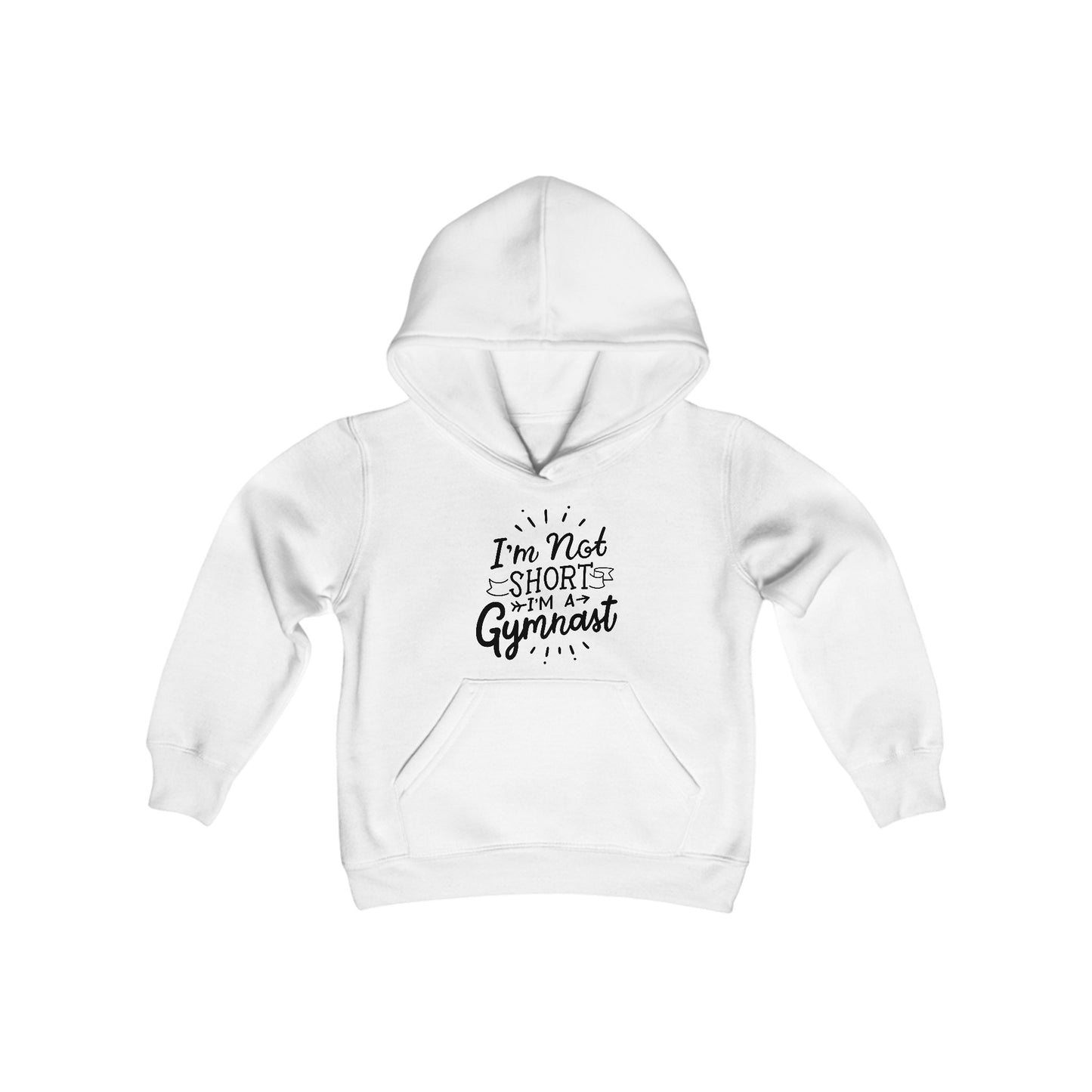 Youth Heavy Blend Hooded Sweatshirt: Gymnastics-I'm not short