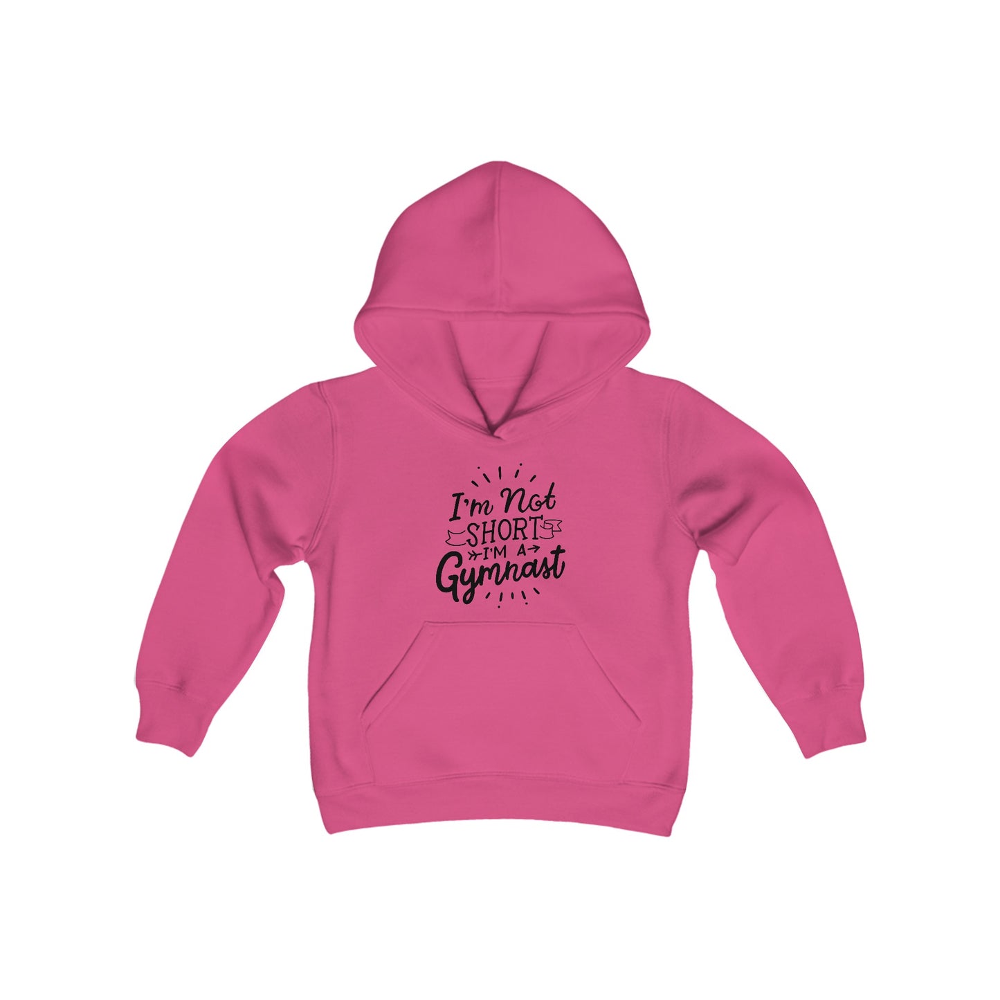 Youth Heavy Blend Hooded Sweatshirt: Gymnastics-I'm not short