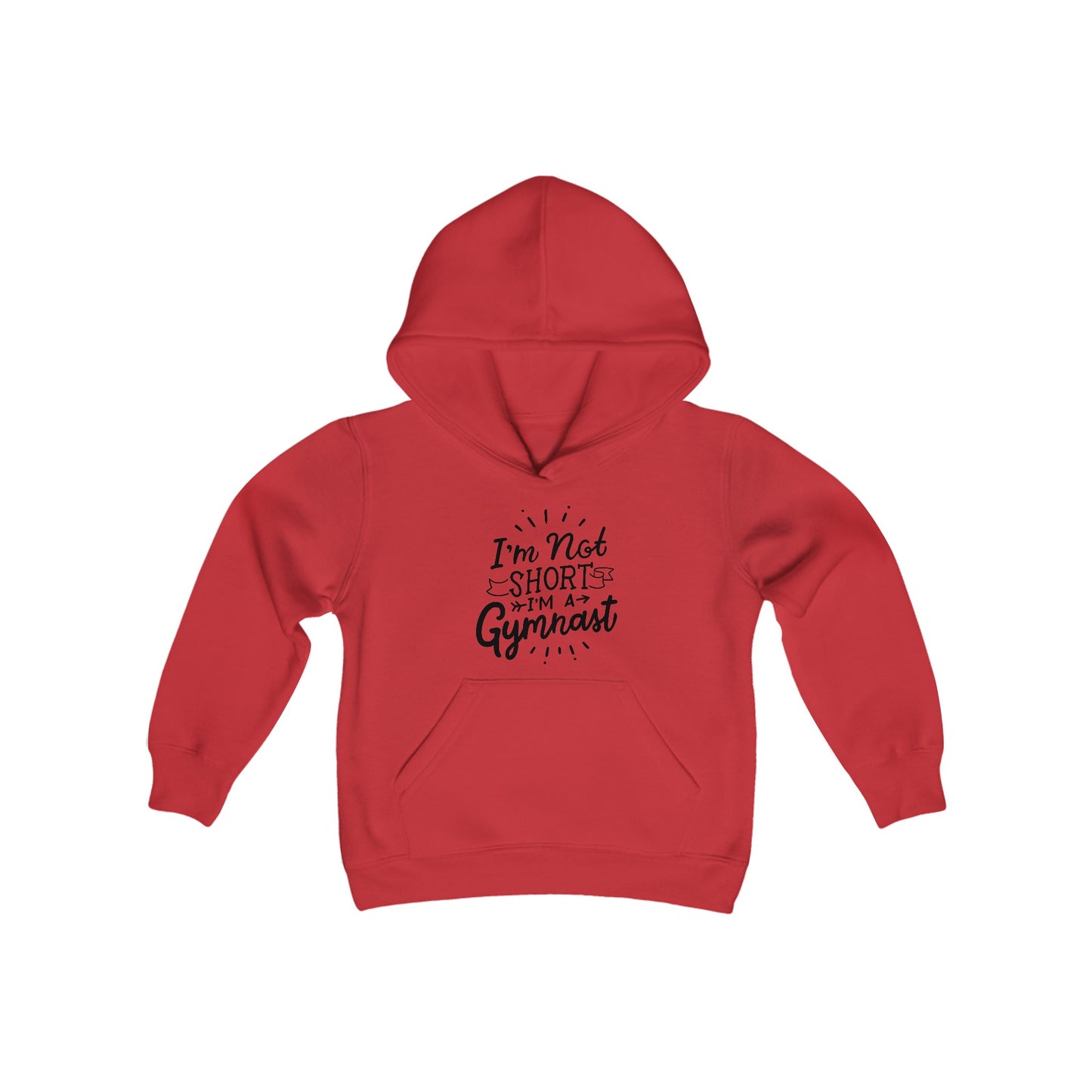 Youth Heavy Blend Hooded Sweatshirt: Gymnastics-I'm not short