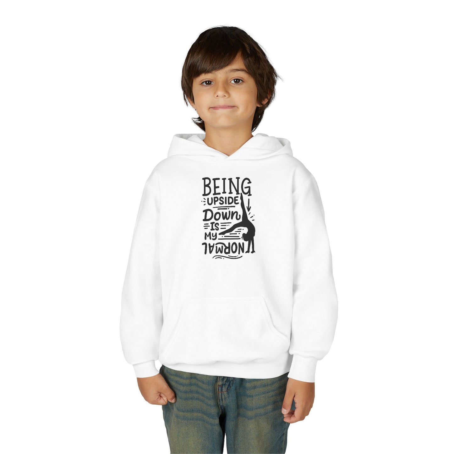 Youth Heavy Blend Hooded Sweatshirt: Gymnastics-Being upside down is my normal