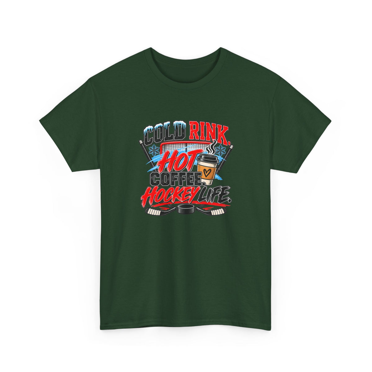 Hockey T-Shirt — Cold Rink, Hot Coffee, Hockey Life | Funny Hockey Parent Gift