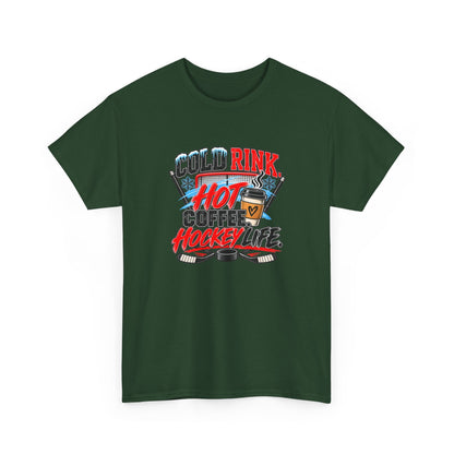 Hockey T-Shirt — Cold Rink, Hot Coffee, Hockey Life | Funny Hockey Parent Gift