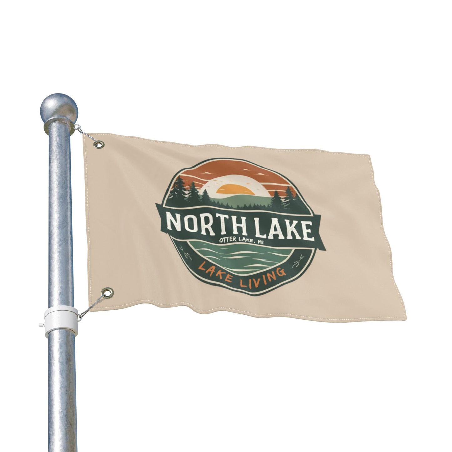 North Lake Flag — Double-Sided Vintage Sunset Graphic