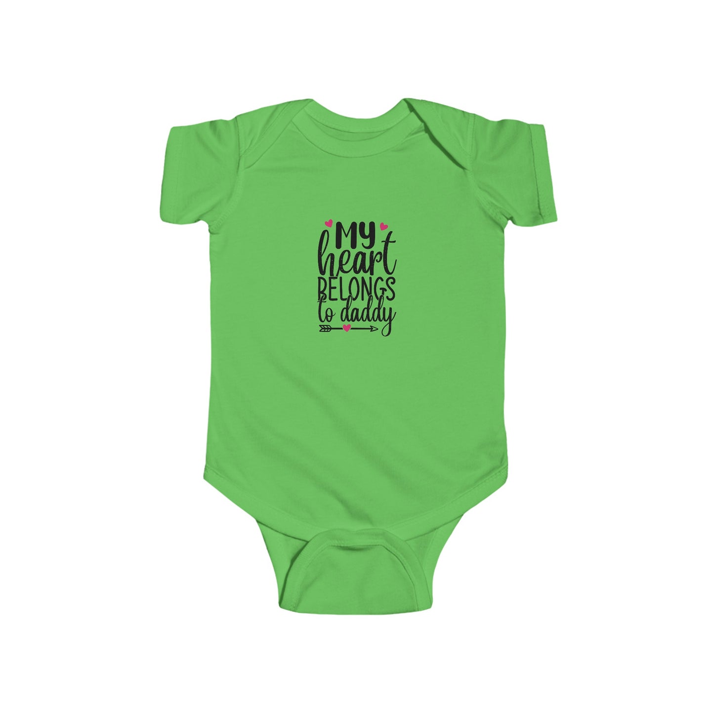 Infant Fine Jersey Onesie: Heart belongs to daddy onesie