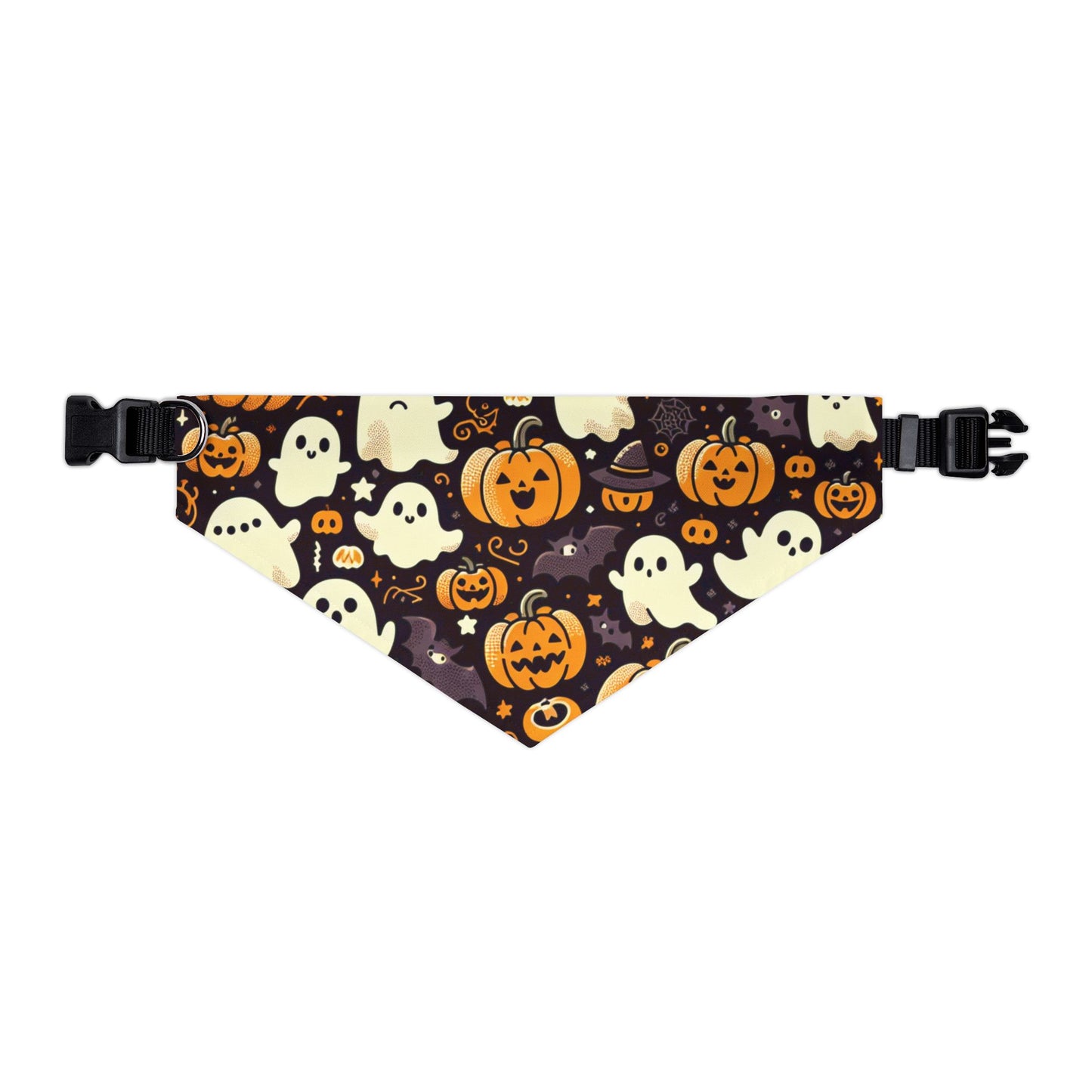 Pet Bandana Collar: Halloween pattern, pumpkins & ghosts