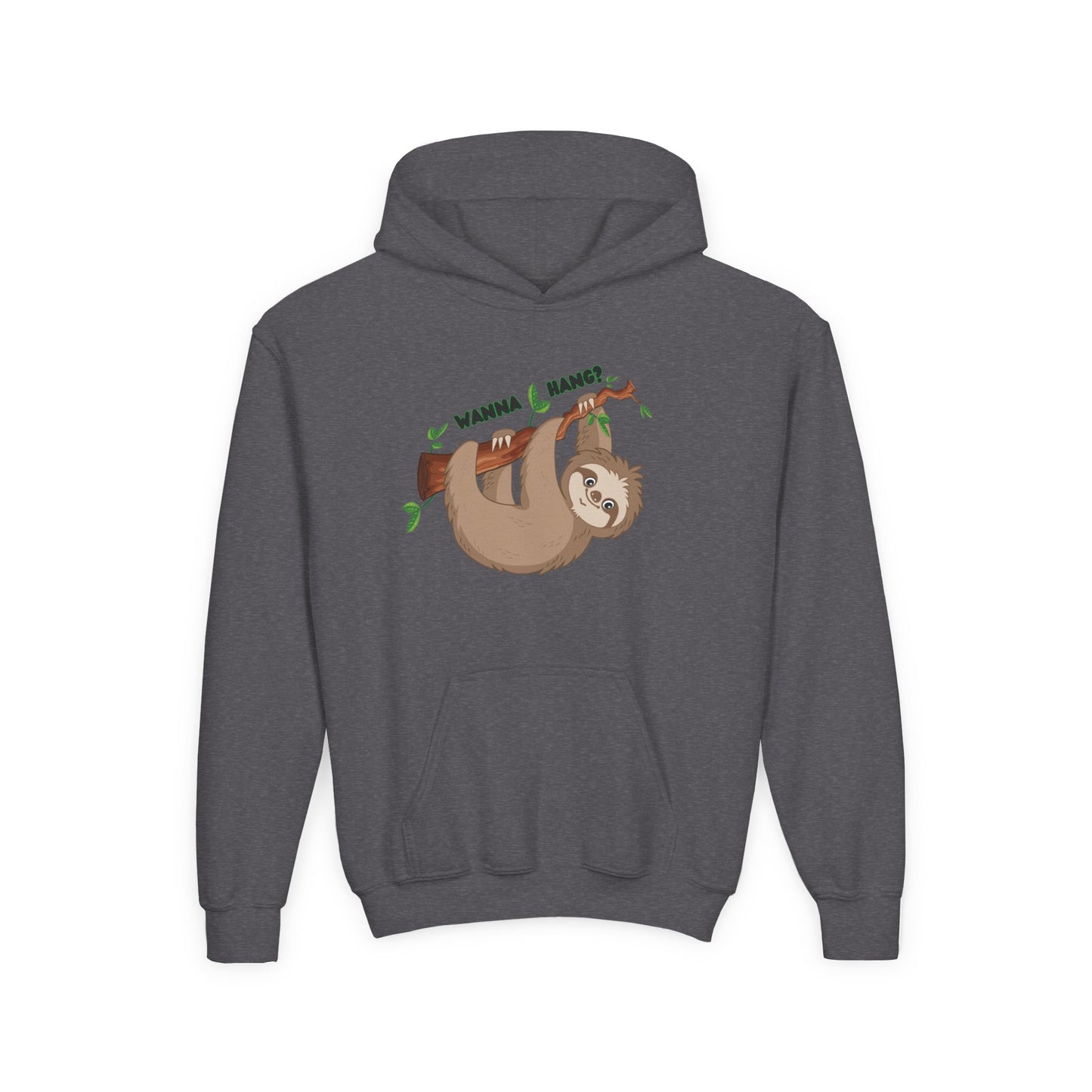 Youth Heavy Blend Hooded Sweatshirt: Sloth - Wanna hang?