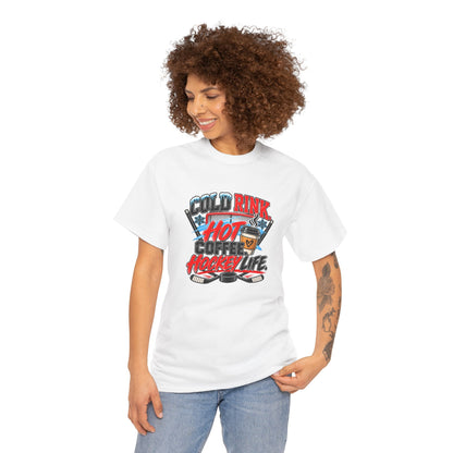 Hockey T-Shirt — Cold Rink, Hot Coffee, Hockey Life | Funny Hockey Parent Gift