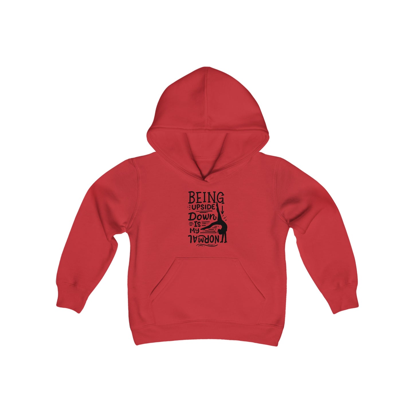 Youth Heavy Blend Hooded Sweatshirt: Gymnastics-Being upside down is my normal