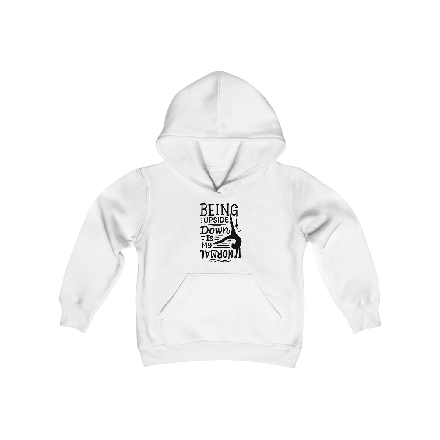Youth Heavy Blend Hooded Sweatshirt: Gymnastics-Being upside down is my normal