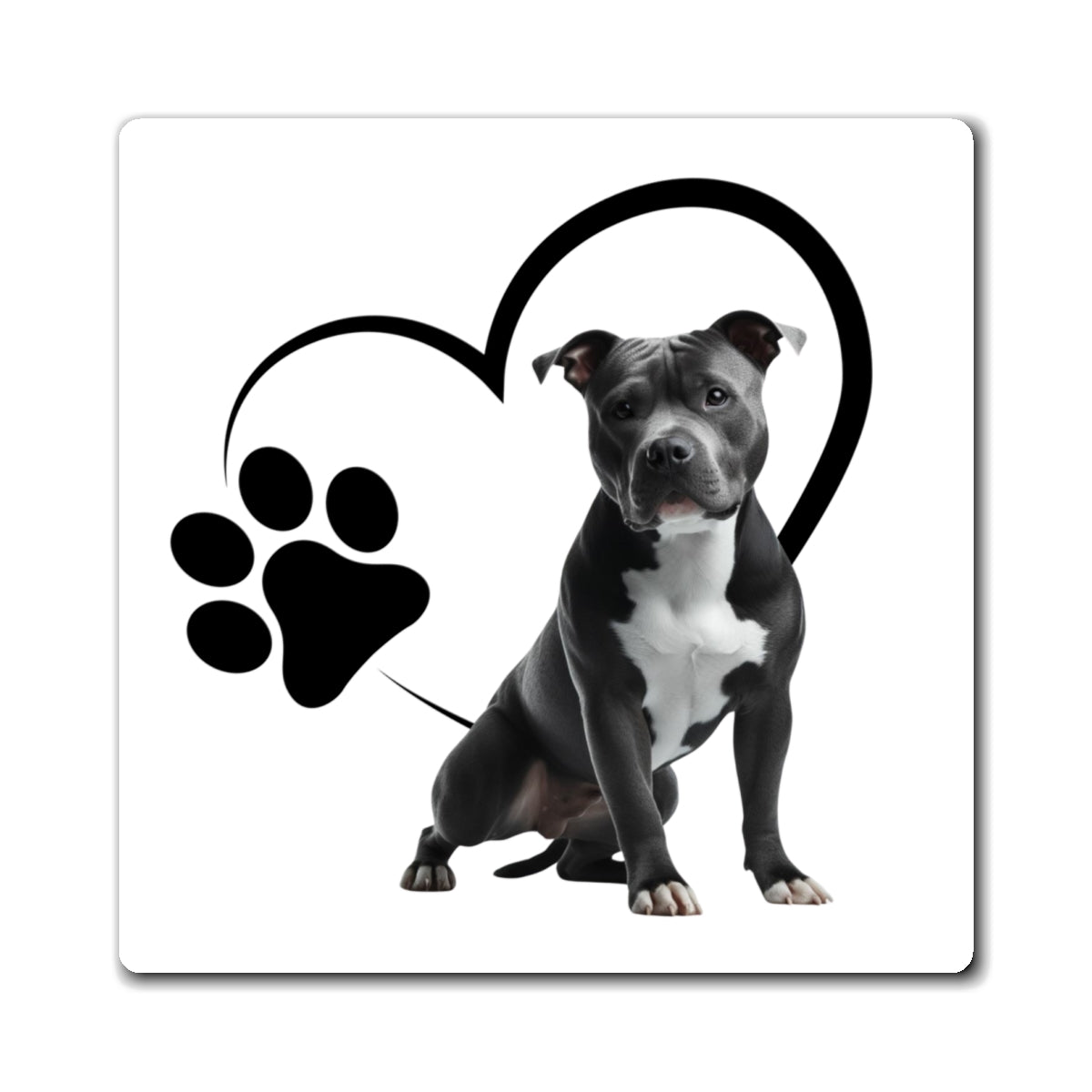 Magnet: Pitbull paw & heart