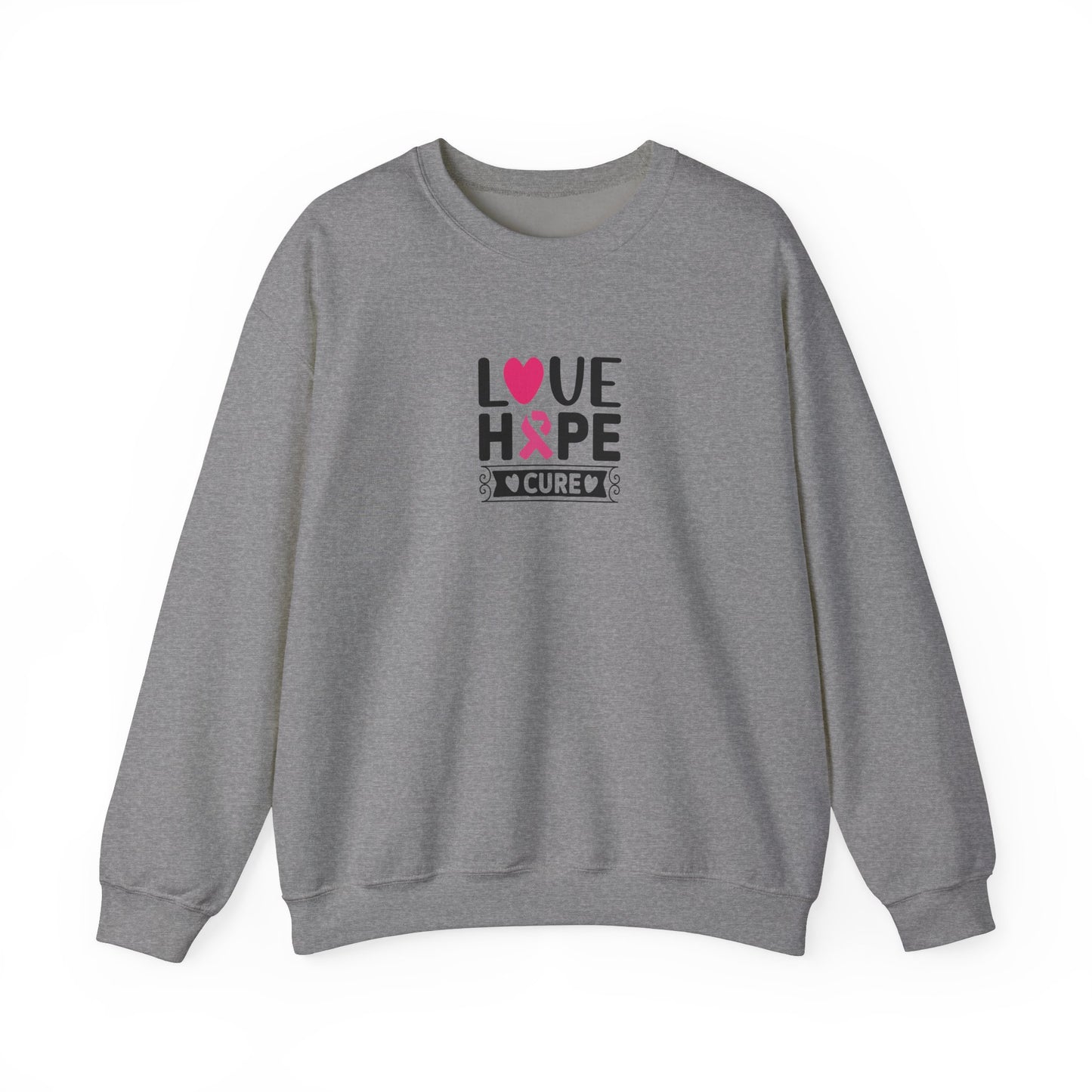Unisex Heavy Blend™ Crewneck Sweatshirt: Love-Hope-Cure Breast Cancer