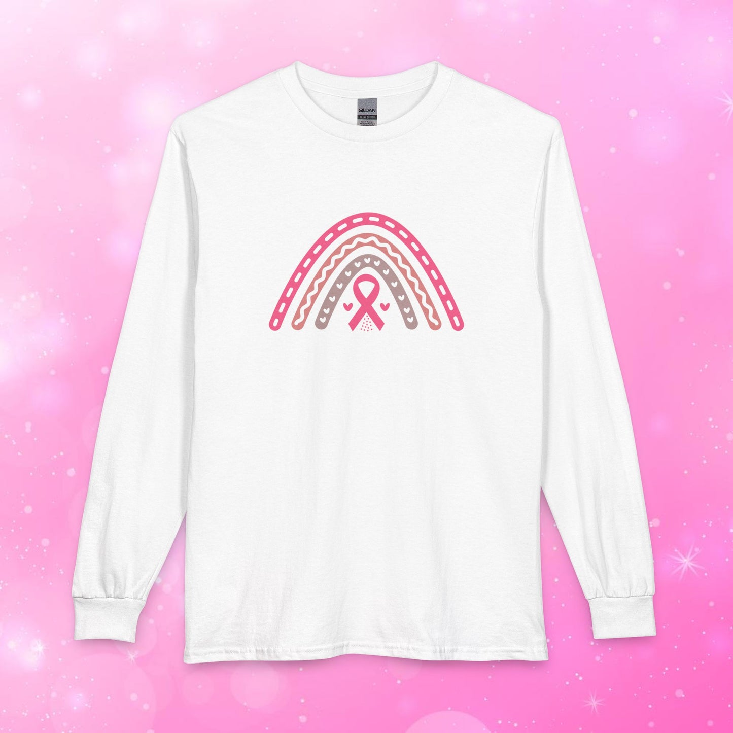 Unisex Long Sleeve Tee - Breast Cancer Awareness Rainbow