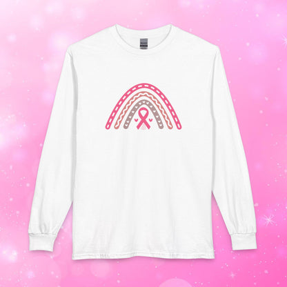 Unisex Long Sleeve Tee - Breast Cancer Awareness Rainbow