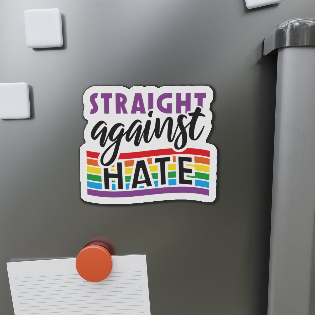 Die-Cut Magnet: Straight Against Hate