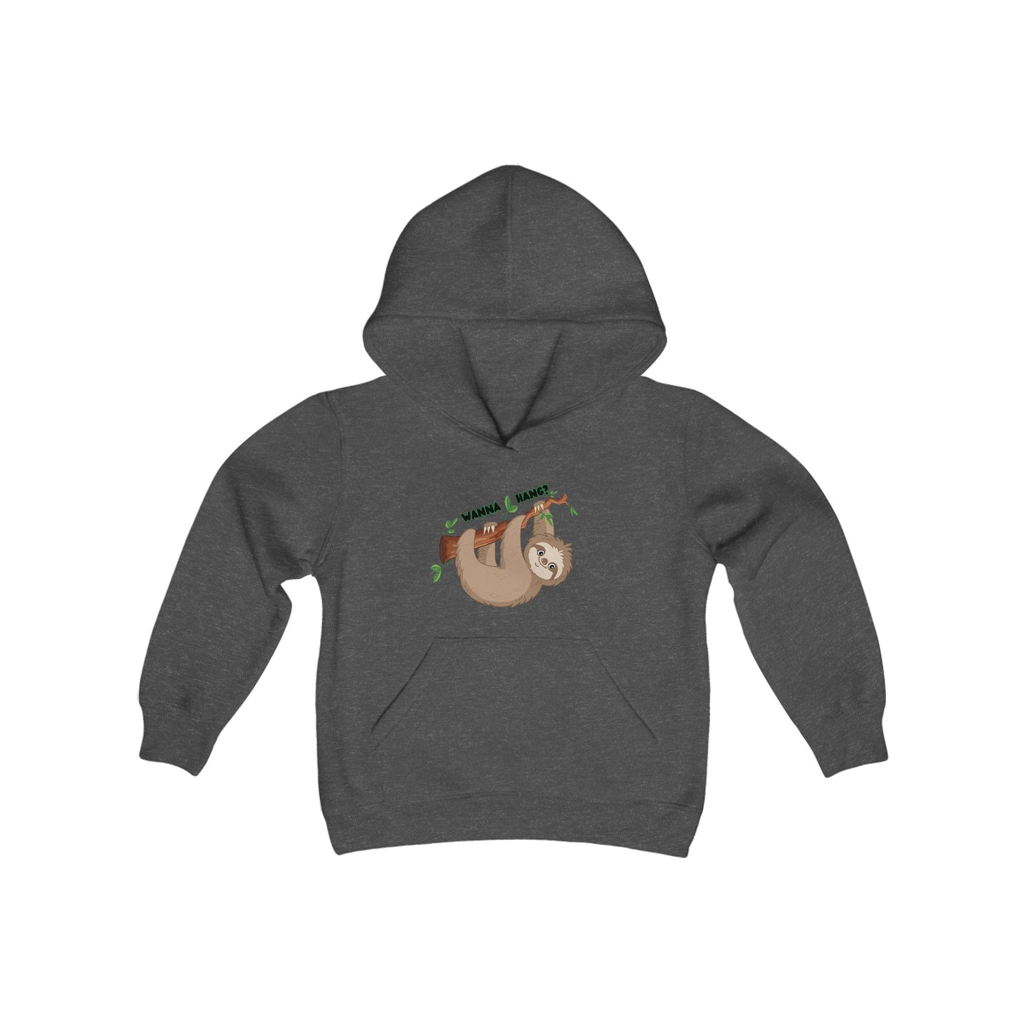 Youth Heavy Blend Hooded Sweatshirt: Sloth - Wanna hang?