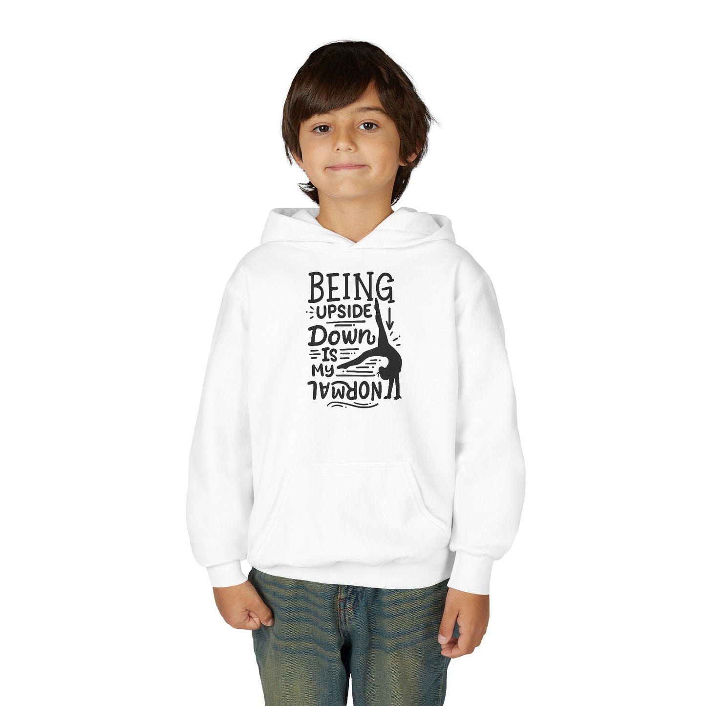 Youth Heavy Blend Hooded Sweatshirt: Gymnastics-Being upside down is my normal