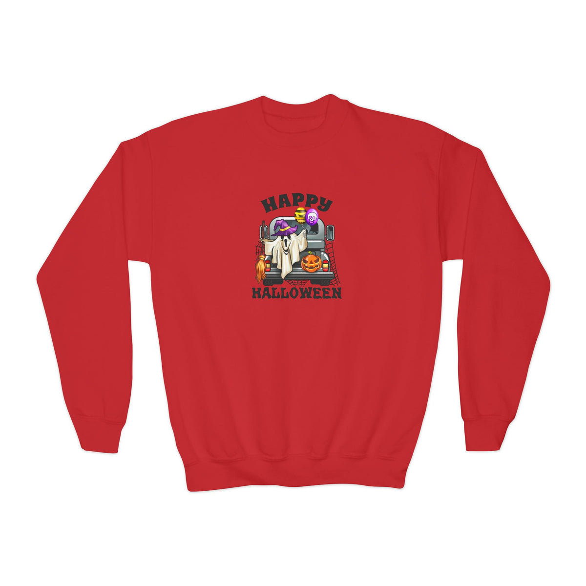 Youth Sweatshirt (Crewneck) - Halloween - Trunk or Treat Graphic (Happy Halloween)
