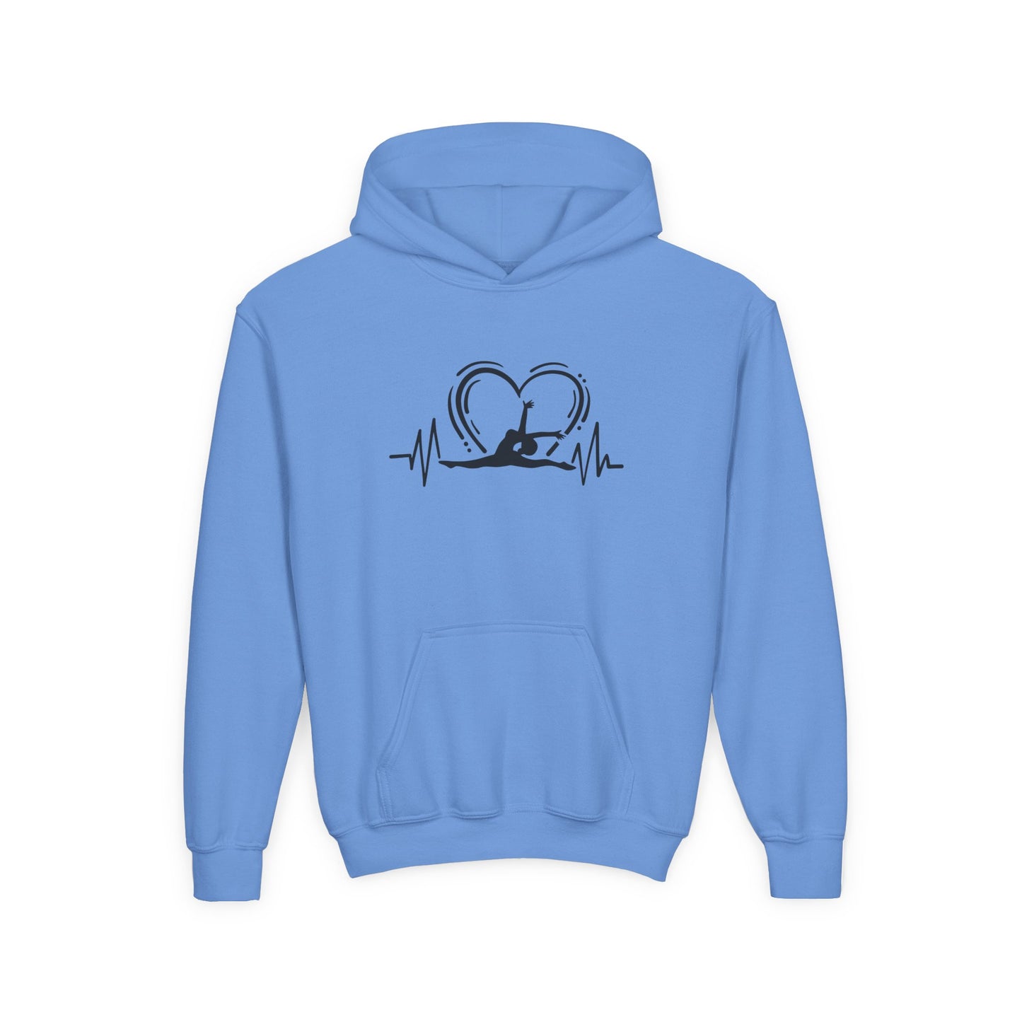Youth Heavy Blend Hooded Sweatshirt: Gymnastics-Heartbeat