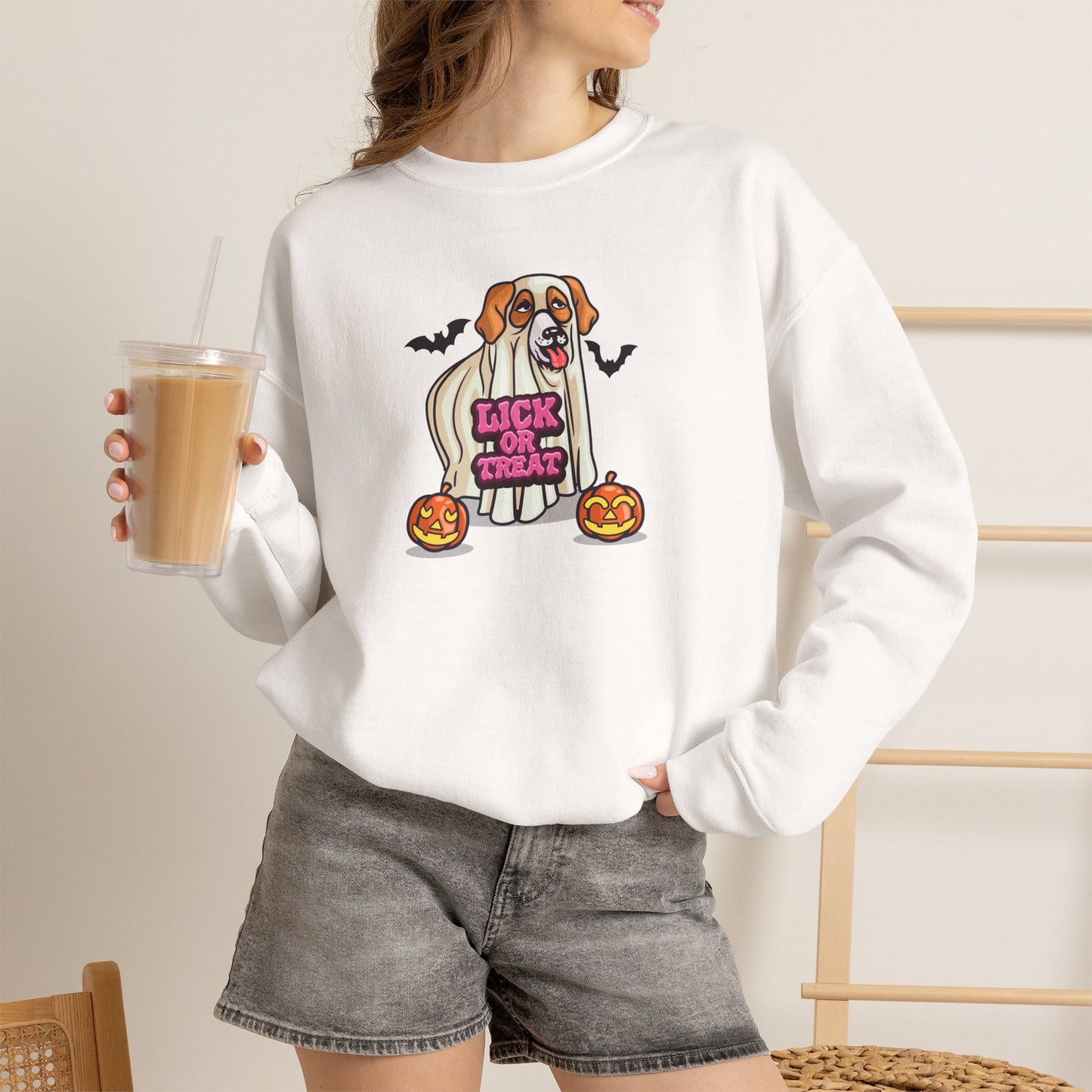Unisex Heavy Blend Sweatshirt (Crewneck) - Halloween - Lick or Treat Dog Graphic