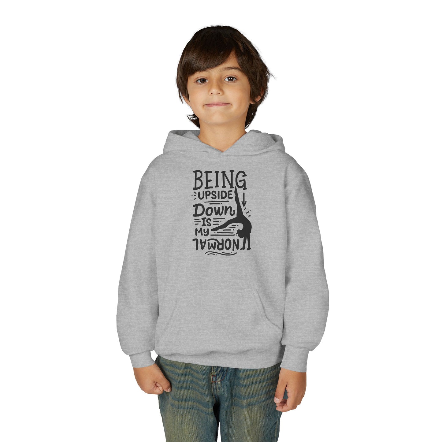 Youth Heavy Blend Hooded Sweatshirt: Gymnastics-Being upside down is my normal