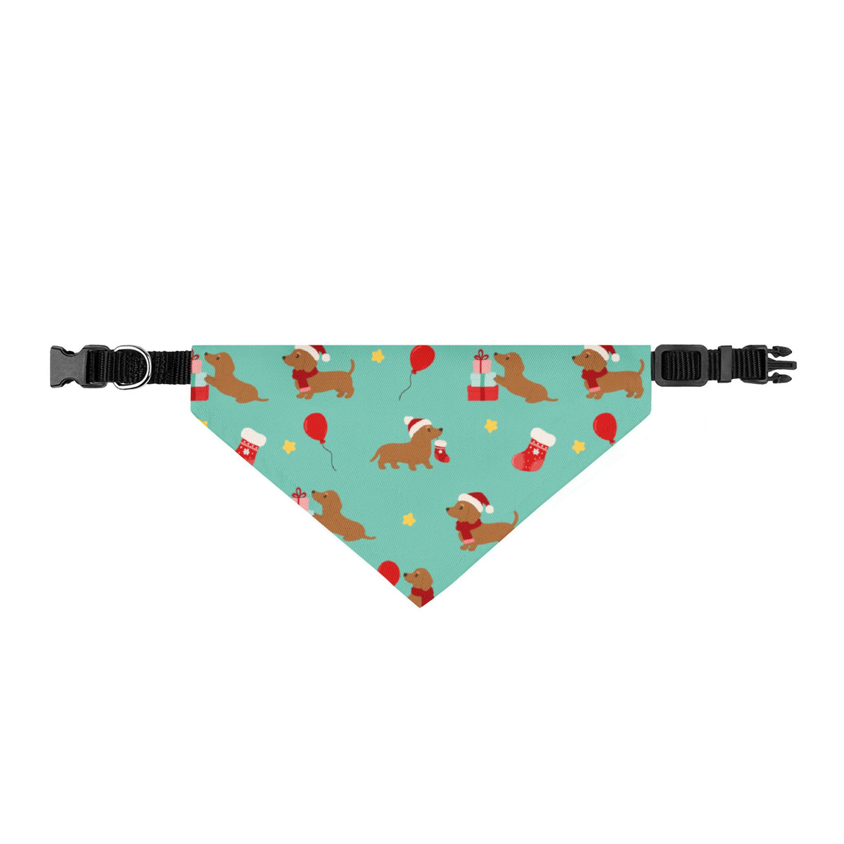 Christmas Holiday Clip-on Pet / Dog Bandana - Dachshund Santa Hat Print