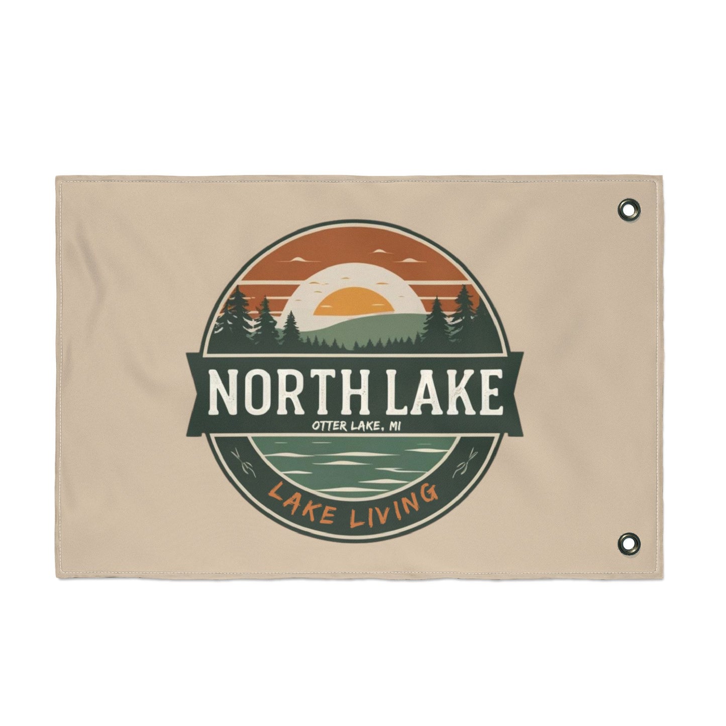 North Lake Flag — Double-Sided Vintage Sunset Graphic