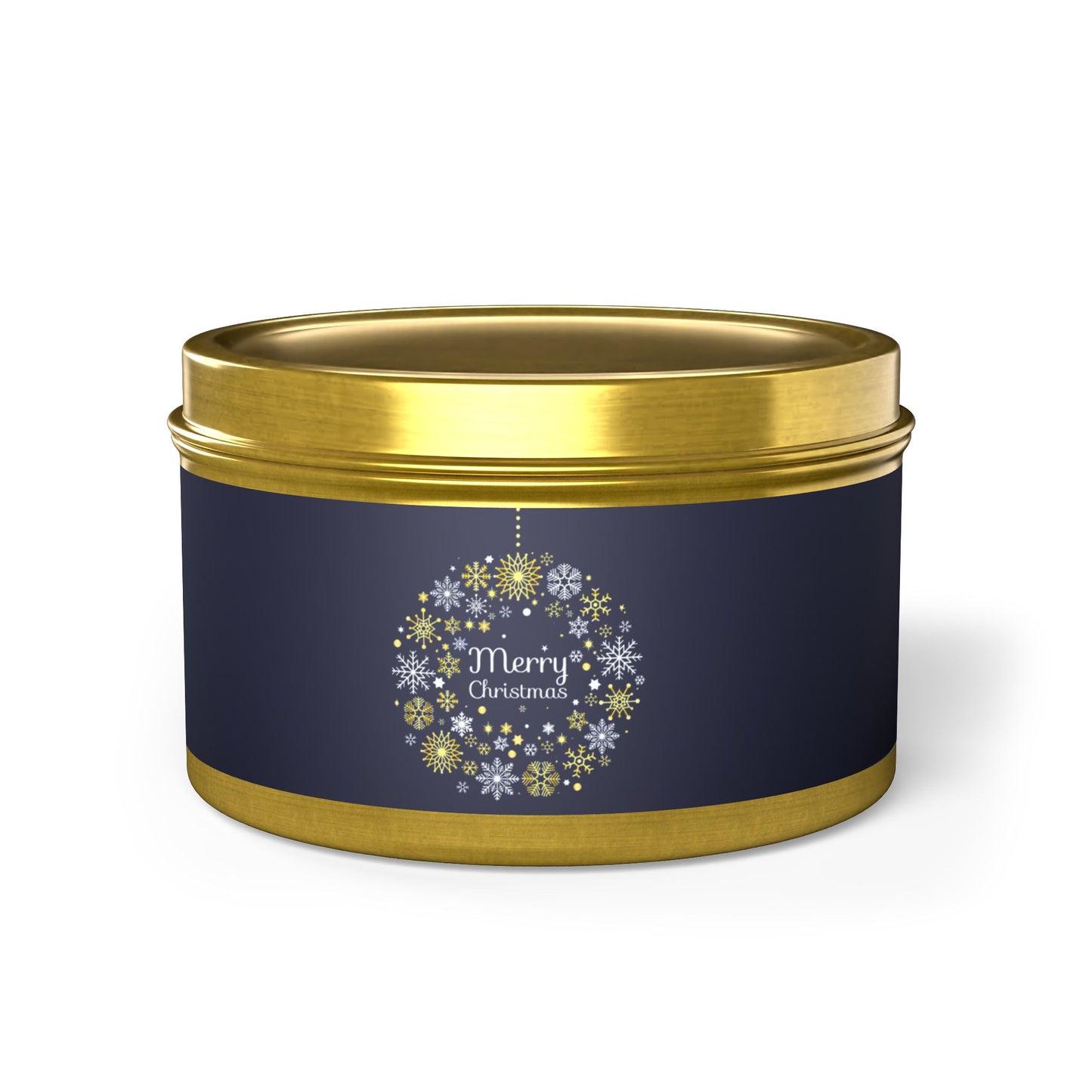 Tin Candles: Merry Christmas navy snow bulb
