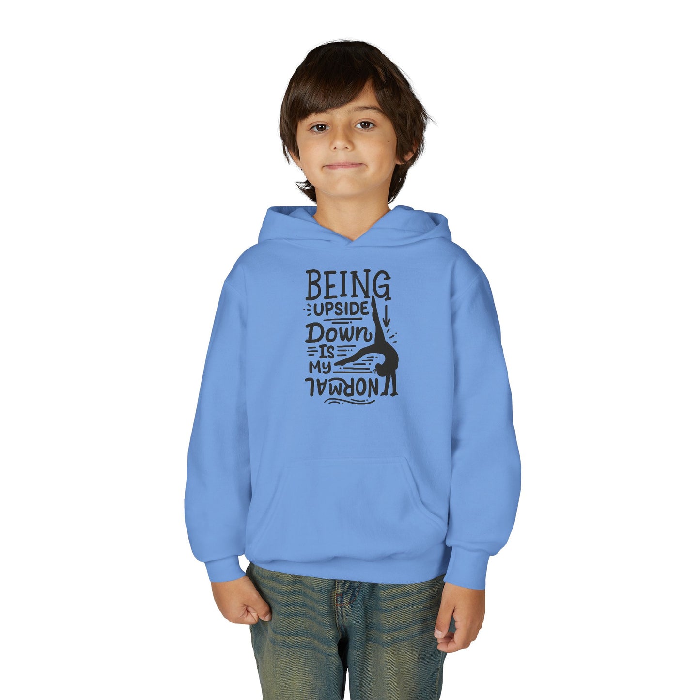 Youth Heavy Blend Hooded Sweatshirt: Gymnastics-Being upside down is my normal