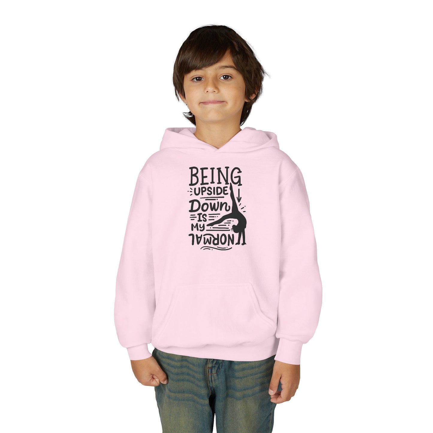 Youth Heavy Blend Hooded Sweatshirt: Gymnastics-Being upside down is my normal