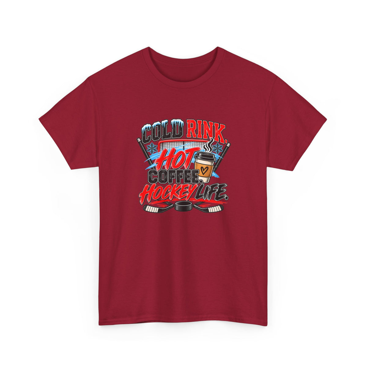 Hockey T-Shirt — Cold Rink, Hot Coffee, Hockey Life | Funny Hockey Parent Gift